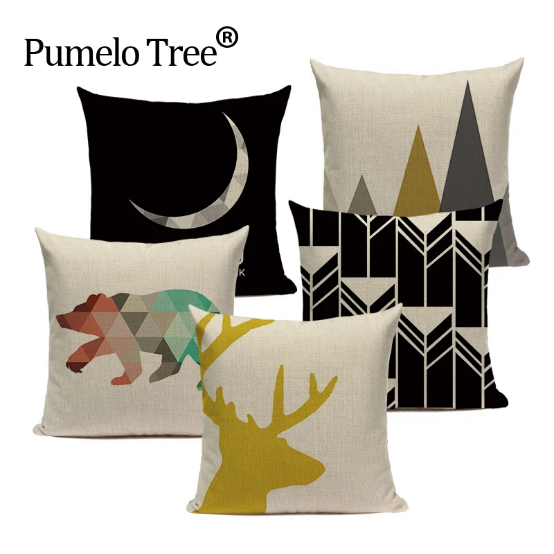 Декоративные подушки с геометрическим рисунком животных слона оленя 45 см x