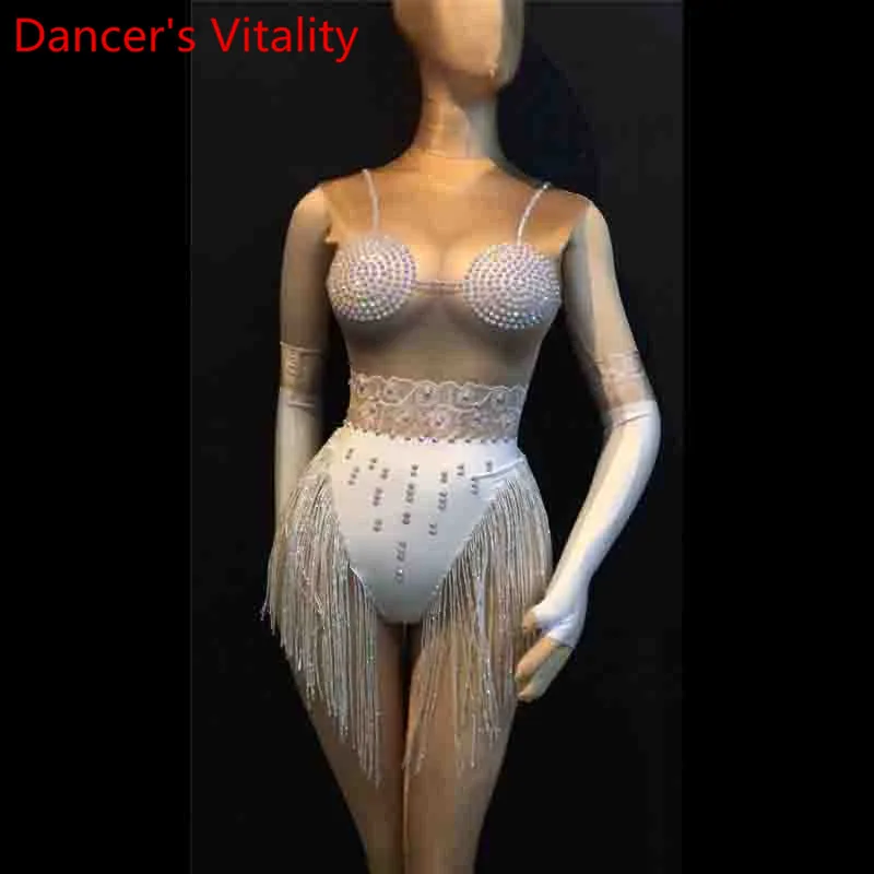 Ночной клуб Женский певец DJ сексуальные стразы с высоким разрезом кисточки