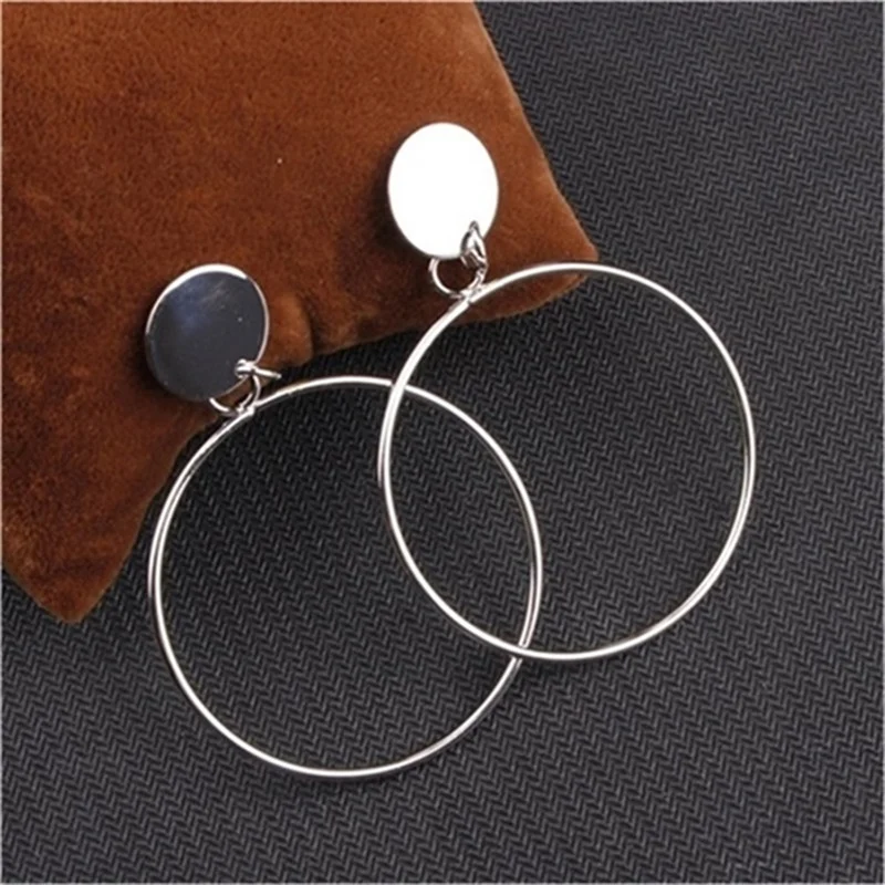 SNUOFO 2018 Fashion Simple Beautiful Personality Temperament Round Gold Silvery Women Drop Earrings European And American Style | Украшения