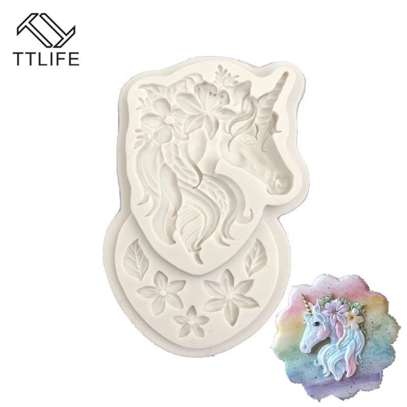 TTLIFE Единорог голова силиконовая форма для помадки пирога печенья Sugarcraft