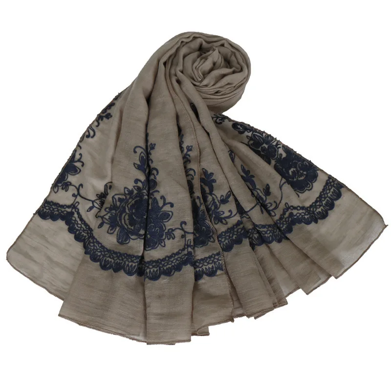 2019 испанская мода стежок Цветочная вискозная шаль шарф от индийских женщин