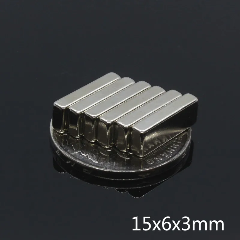 100 шт. 15x6x3 мм Блок N35 Супер мощный постоянный магнит NdFeB кубовидные Редкоземельные