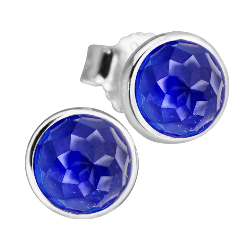 Серьги гвоздики из серебра 100% пробы с синим кристаллом в Лондоне|stud earrings|earrings free
