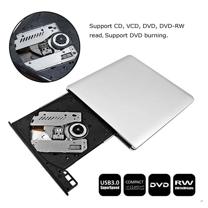 Компьютерные USB 3,0 Внешний Оптический привод компакт-дисков DVD VCD player компьютер ноутбук мобильный оптический привод компакт-дисков/устройство для записи dvd-дисков без диска