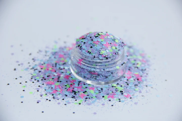 Новое поступление 30 граммов маникюрные фиолетовые розовые блестки шестигранная