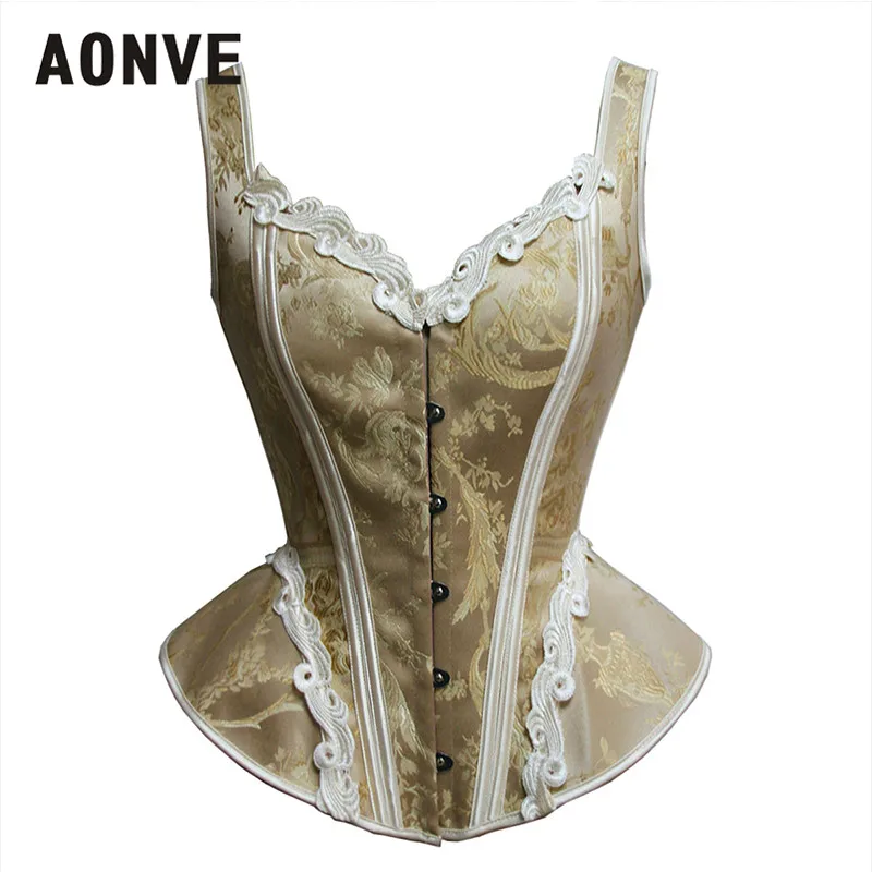 Apricot Aonve паровой панк Бюстье Femme розовый корсет королевский синий винтажный корсет сексуальный готический Топ Корсе женский кружевной корсет готическая одежда - Цвет: Apricot