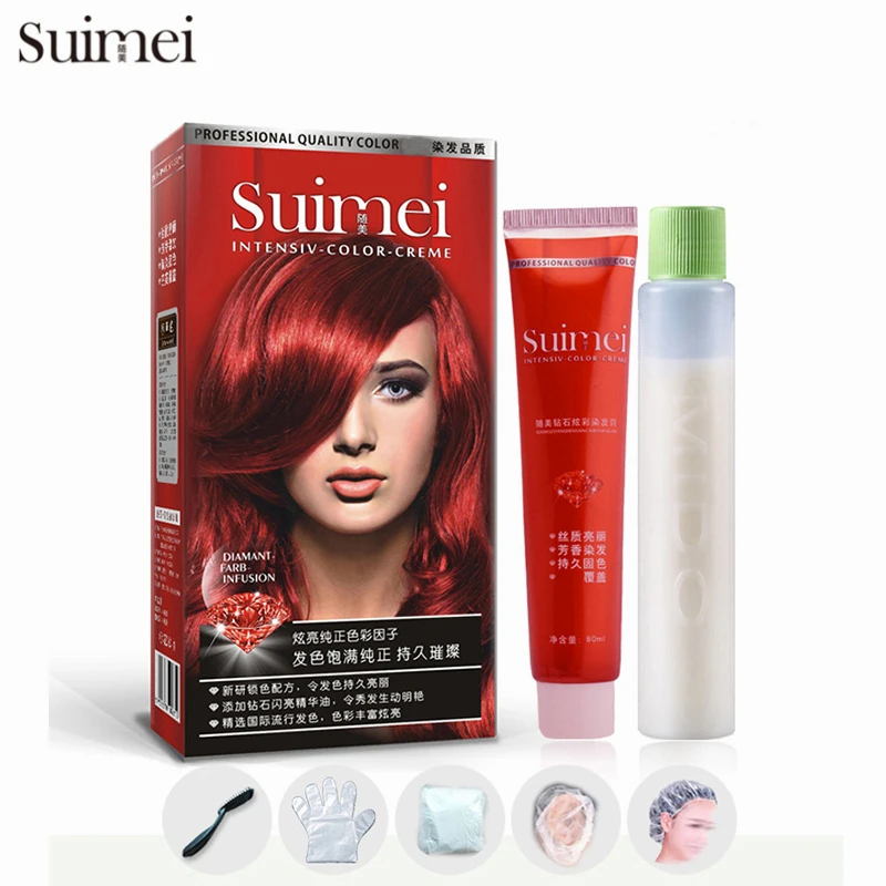 

Professional Permanent Hair Dye Color Cream Styling Tools Green Red Hair Wax Dye Coloring Cream DIY With Creme Developer 80mlx2