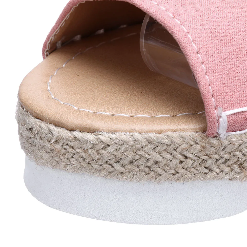 Женские однотонные толстые нижние сандалии из флока с открытым носком обувь на