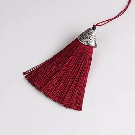 Wine red 10 шт., 8 см, цветные шелковые кисточки с колпачками, декоративные подвески с кисточками, серьги с подвесками для самостоятельного изготовления ювелирных изделий, аксессуары для вешалки - Цвет: Wine red