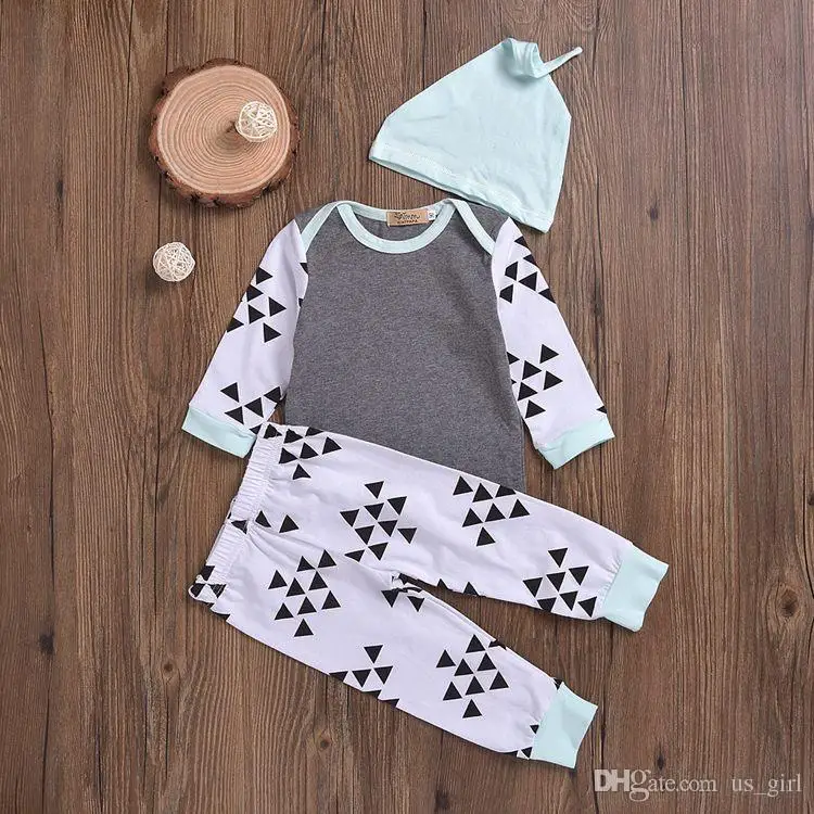 Christmas Baby Clothes 3PCS Sets INS Newborn Kids unisex Long Sleeve T shirt + Pants With Hat outfit |