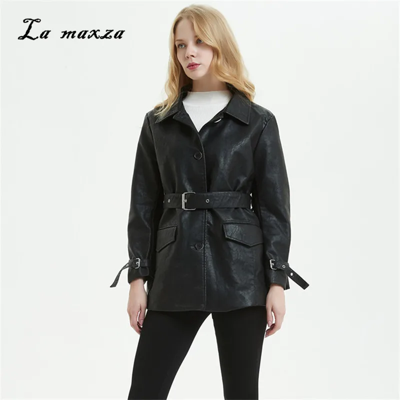 Женская зимняя кожаная куртка и пальто Черная байкерская 2020 | одежда