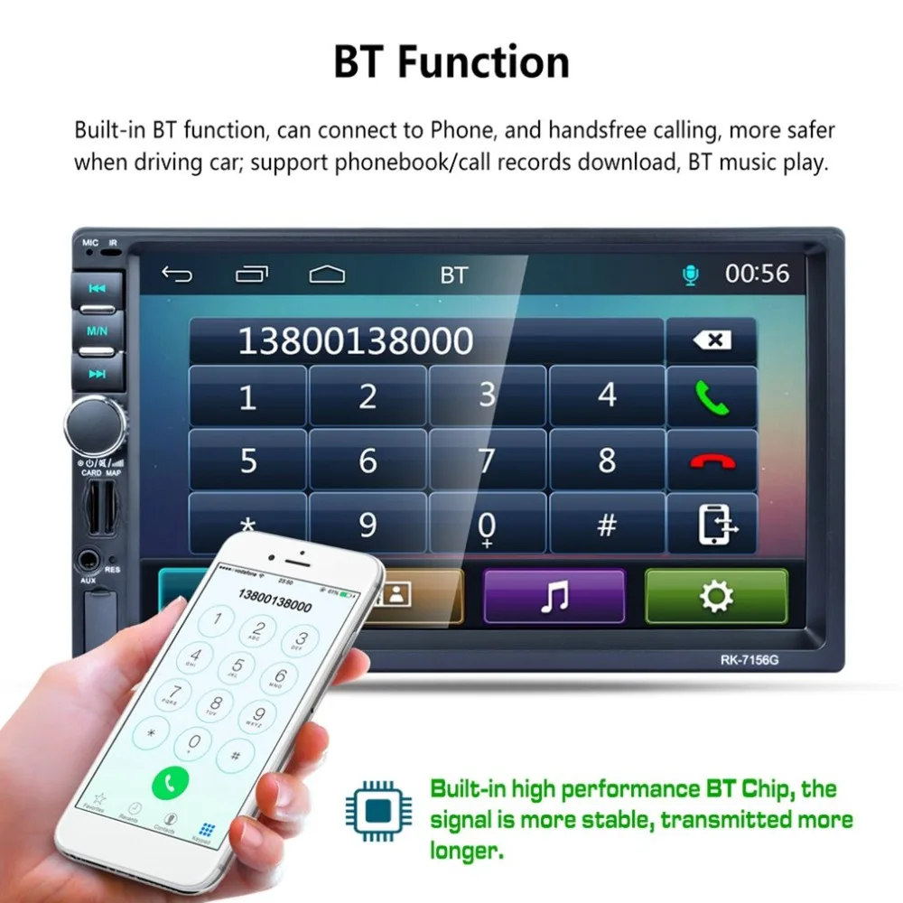 2Din 7 дюймов RK-7156G автомобильный MP5 Bluetooth FM/RDS автомобильный Радио HD сенсорный экран gps навигация автомобильный мультимедийный плеер Поддержка USB TF