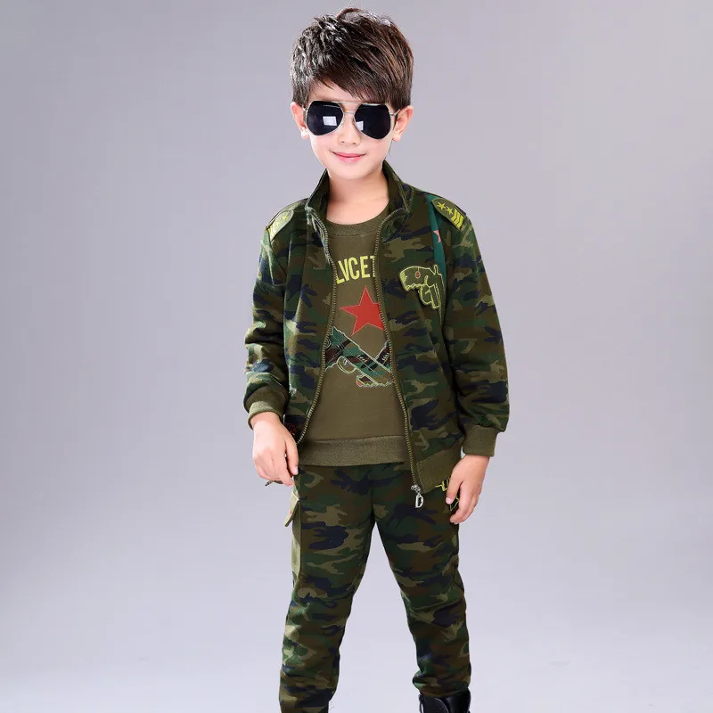 3PCS/Set Camouflage Boys Sets 2018 New Casual Sport Suit for Boy Tops T-shirts &amp Pants Green Clothes Autumn Children's | Детская