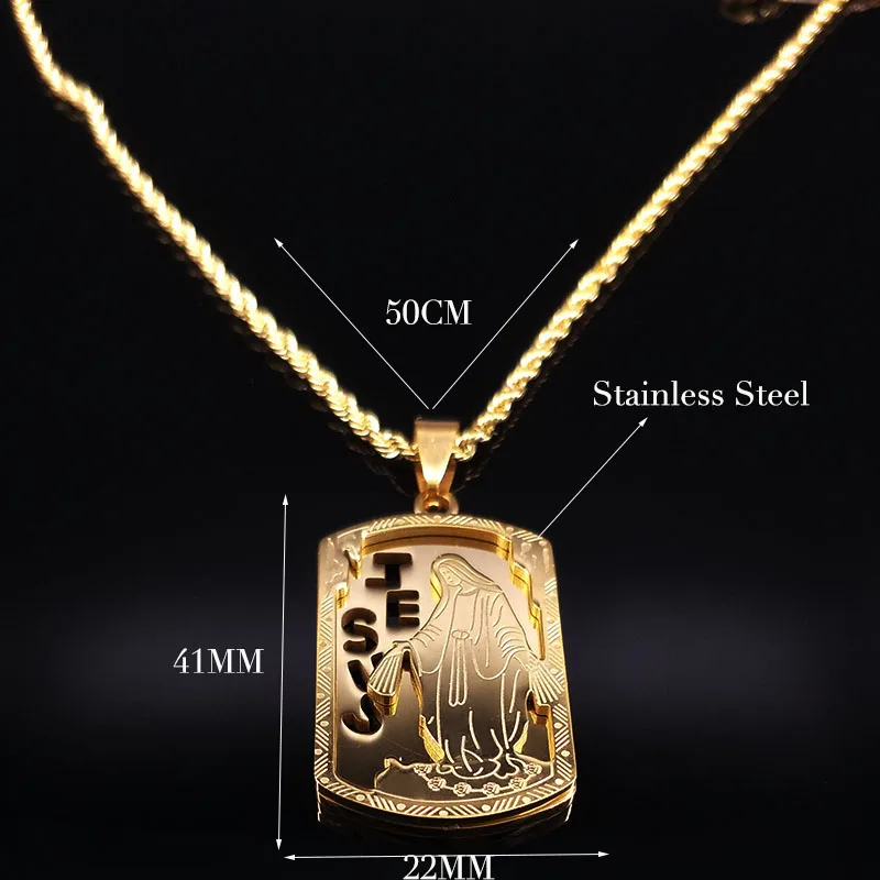 

2021 Jesus Stainless Steel Long Necklace Men Jewerly Gold Color Necklaces Pendants Hip Hop Jewelry collares hombre N1210S02
