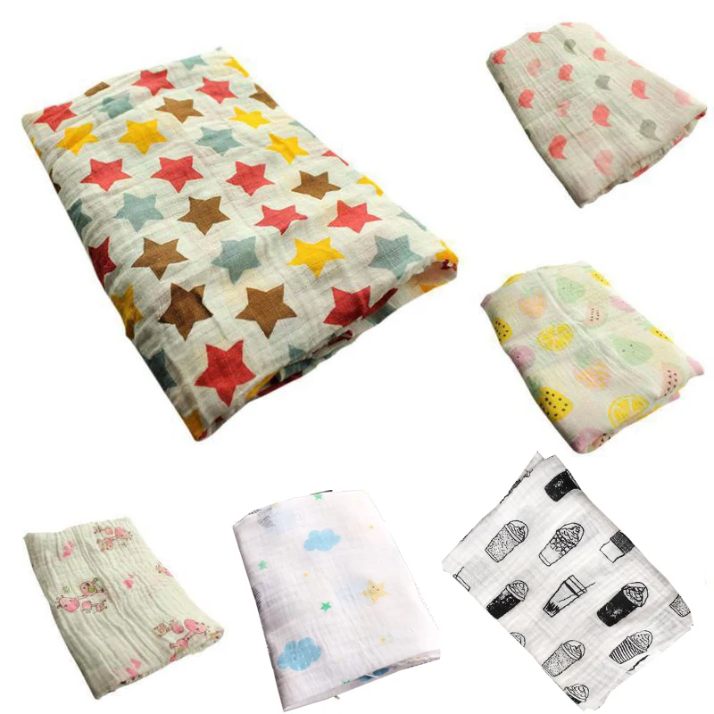 

120x120cm Muslin Cotton Baby Swaddles For Newborn Baby Blankets Multi Designs Functions Bath Blanket Swaddle Towel