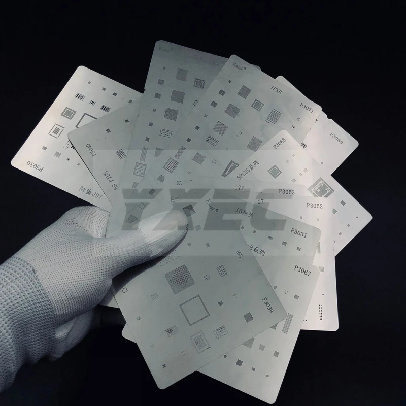 16 шт./лот IC чип BGA комплекты трафаретов набор шаблонов для пайки iphone X 8 7 6s 6 plus SE 5S 5C 5