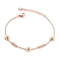 trendy stainless steel daisy flower bracelet bangle for woman rose goldsteel charm link chain cuff jewelry gift
