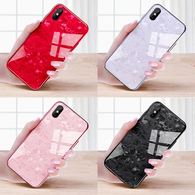 New Fashion Shell design Phone Case For iPhone X 7 8 6 6S Plus Cases Glass Hard Cover XS MAX XR Silicone Edge Funda Coque |