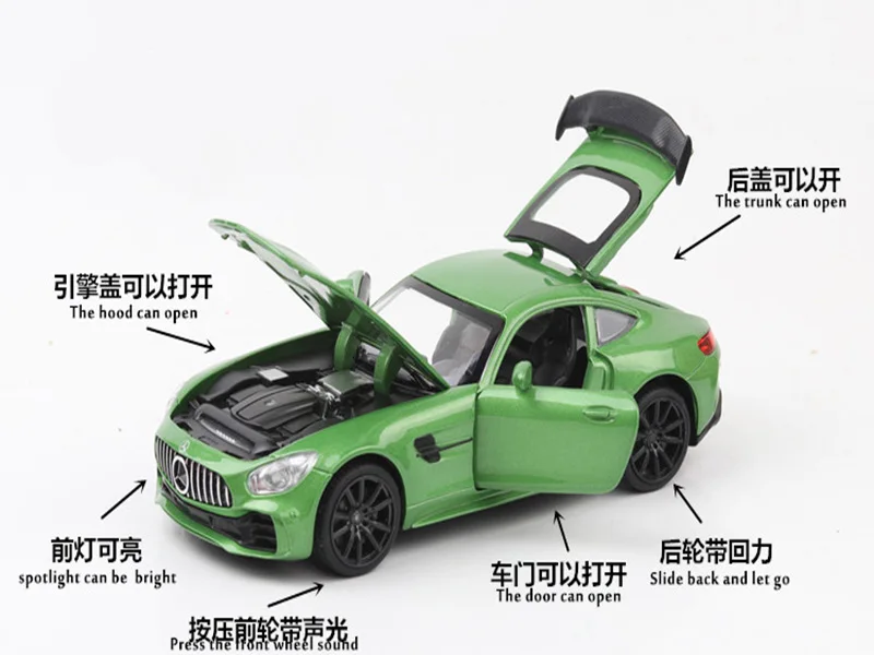 1/32 соотношение моделирование детская игрушка Mercedes AMG ЧУДесная игрушка автомобильный прицеп звук и легкий сплав литья модель игрушки