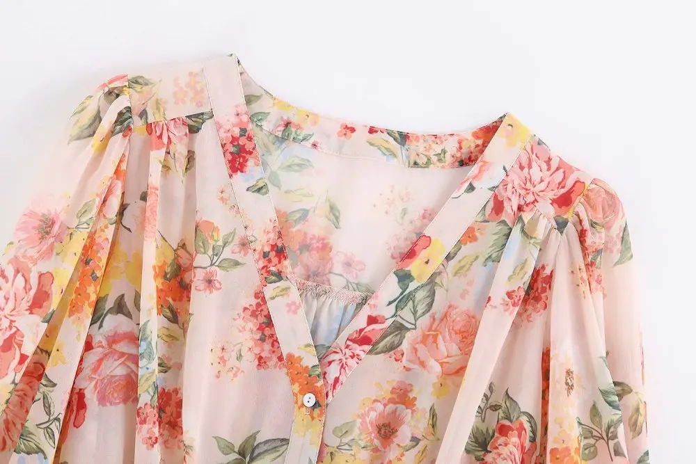 2019 za женские летние блузки шифоновые рубашки с цветочным принтом s Camisa Blusas Feminina