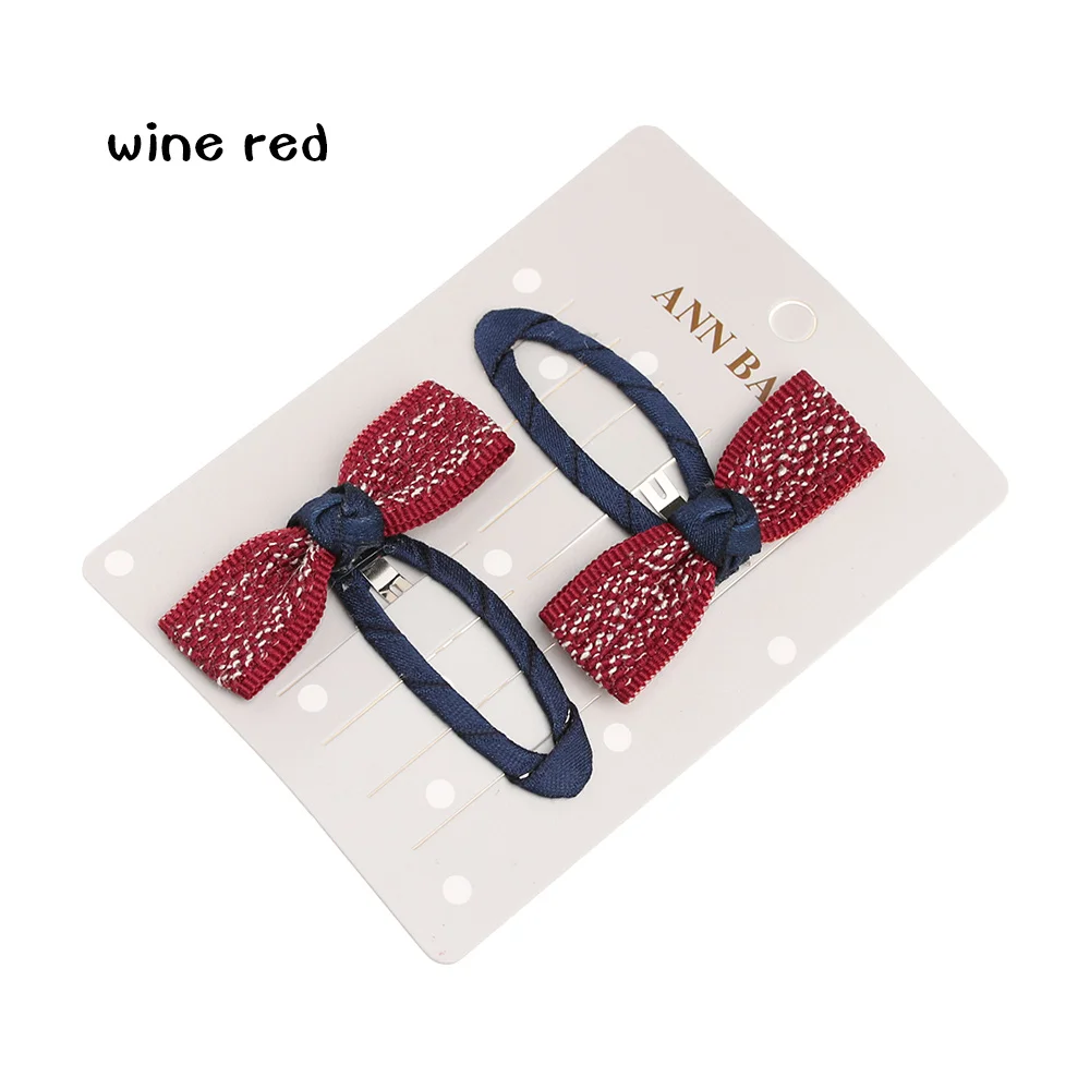 wine red 2 шт. заколки для волос с жемчужинами и цветами для девочек, детские шпильки детские волосы заколка для волос головной убор для волос - Цвет: wine red