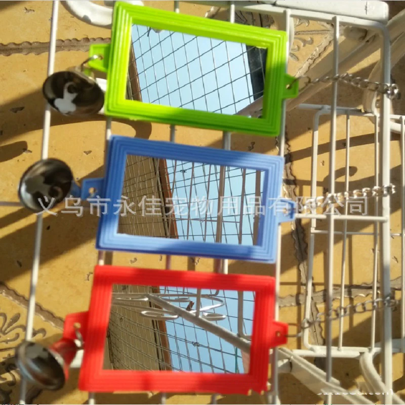 AHUAPET забавная мини-птица красочное зеркало с колокольчиком игрушки для птиц принадлежности клювоточка для попугая зеркало Висячие формы буксировки ПЭТ Assceeories E