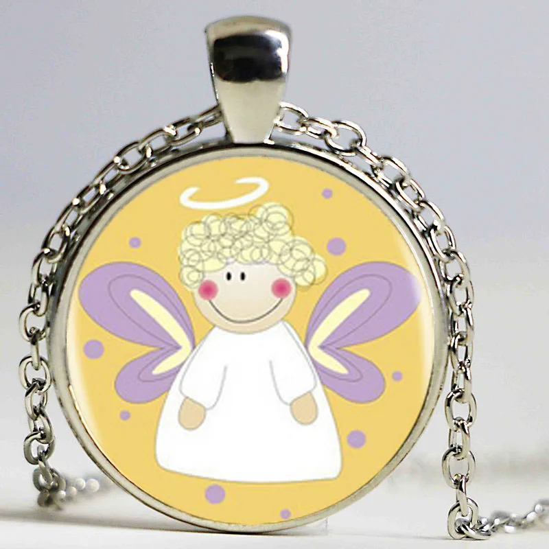 Модное винтажное ожерелье с подвеской логотипом ангела серебряного цвета ручной