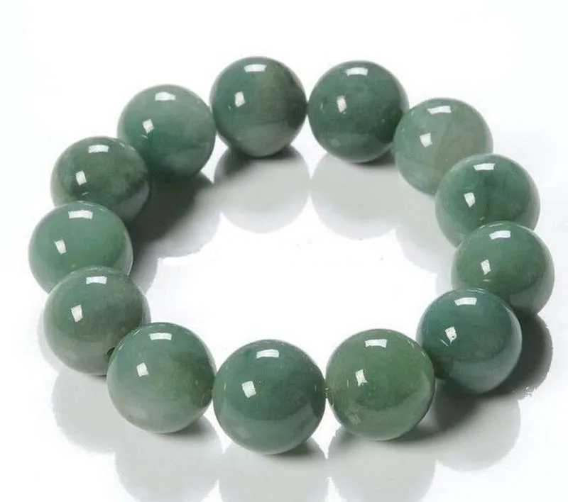 

FINE Certified A Grade (Oil-Green jadeite) Carved 16-17mm Bead Bracelet