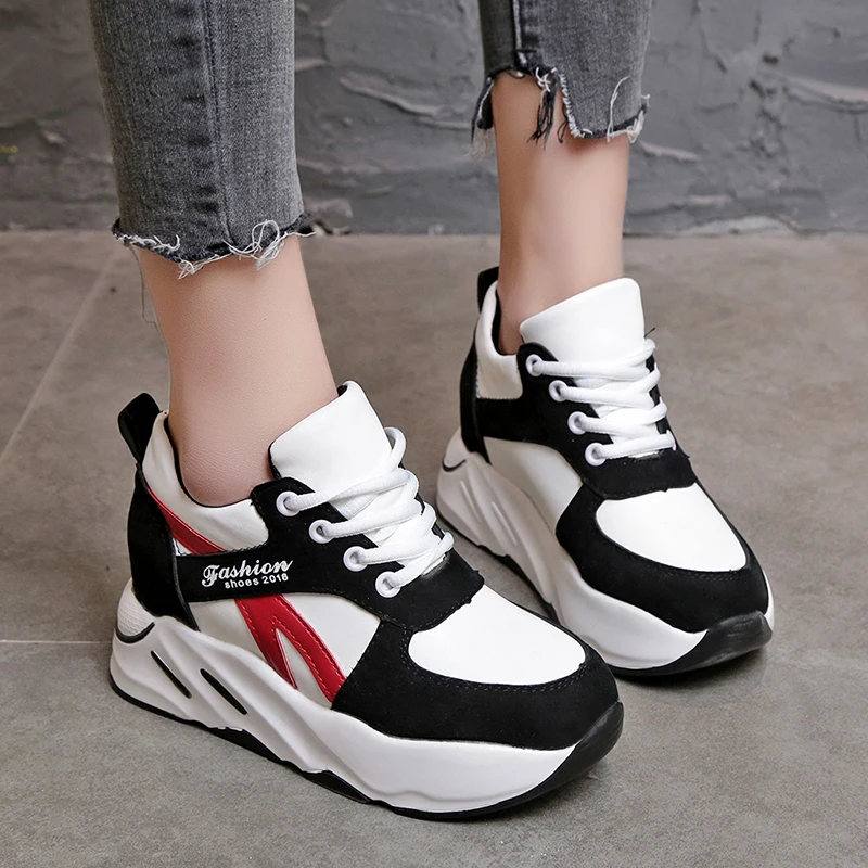 2018 г. Новая Осенняя женская повседневная обувь на высоком каблуке женские