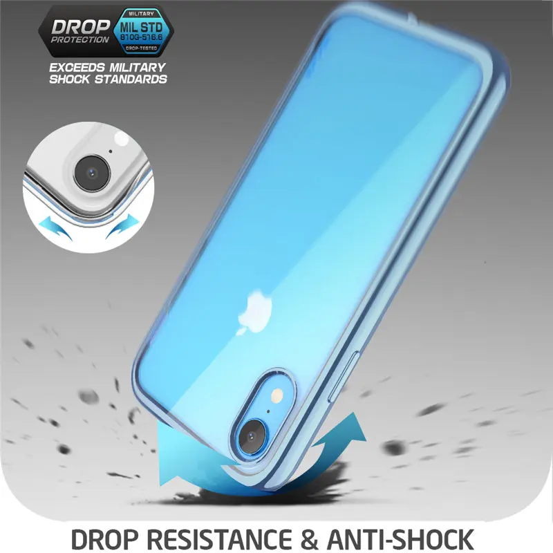 SUP чехол для iPhone XR 6,1 дюймов, чехол UB Electro, полный корпус, прозрачный, блестящий тонкий гибридный Чехол со встроенной защитной пленкой
