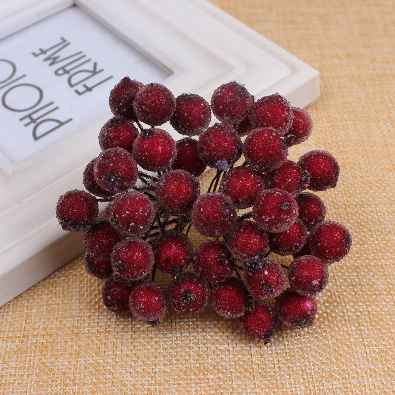 Мини 40 шт Двойные головки Stamen поддельные фрукты и Ягоды Искусственные цветы для