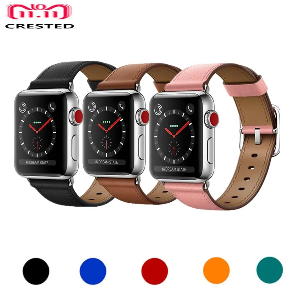 Хохлатая классический пряжки ремешок для Apple Watch 3 Кожаный ремешок 42 мм/38 мм iwatch 3 2 1 наручный ремень Crazy Horse кожаный браслет ремешок