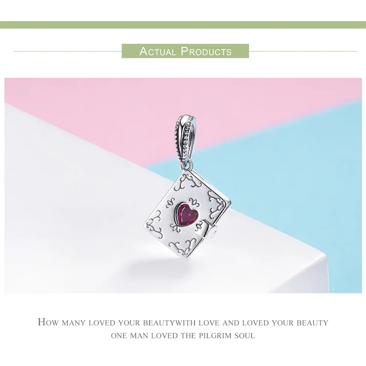 Geoki стерлингового серебра 925 Forever Love письмо книга Подвески fit браслет Pandora коробка сердце бусинами Цепочки и ожерелья Подвеска DIY