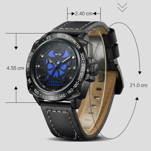 WEIDE Brand halloween watch sport Men Waterproof Quartz Wristwatch Analog Leather Strap eletronicos Relogio Masculino clock 1510 | Наручные