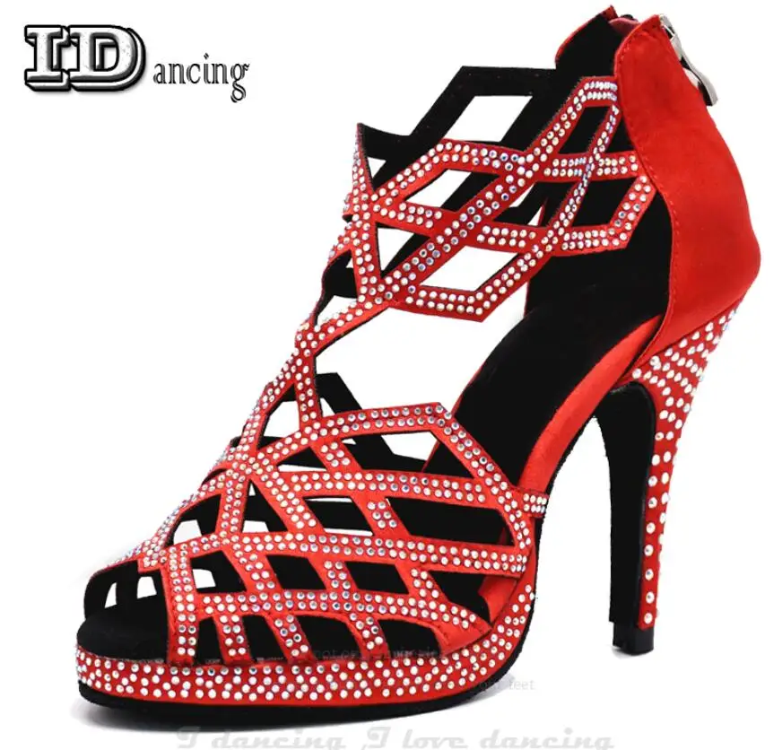 red heel 7.5cm Танцевальная обувь; сандалии для джазовых танцев; Обувь для бальных танцев; обувь для латинских танцев для девочек; женская обувь на платформе; мягкие и удобные Стразы - Цвет: red heel 7.5cm