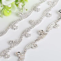 crystal rhinestones chain silver base tirm diy wedding dress accessories rhinestone applique chain