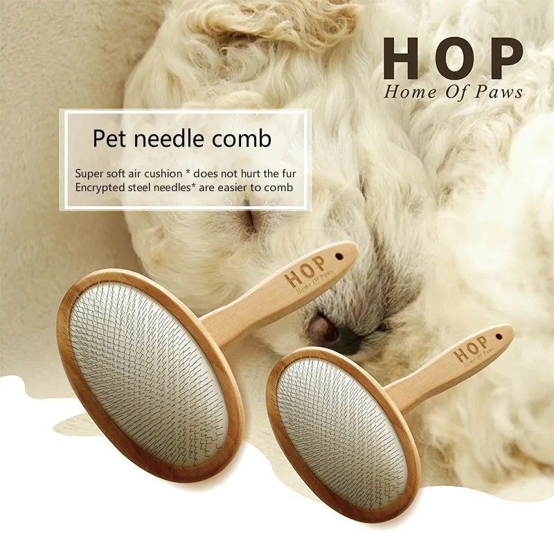 

Pet comb wooden handle air pocket stainless steel dog cat grooming teddy