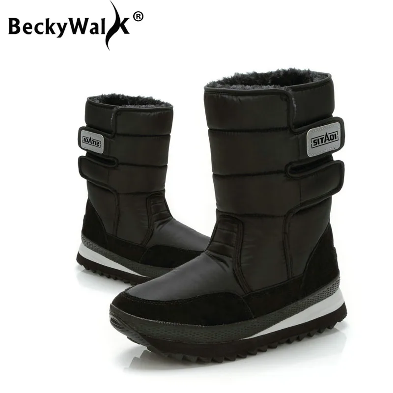 BeckyWalk/черные зимние сапоги женская обувь водонепроницаемые женские ботинки на