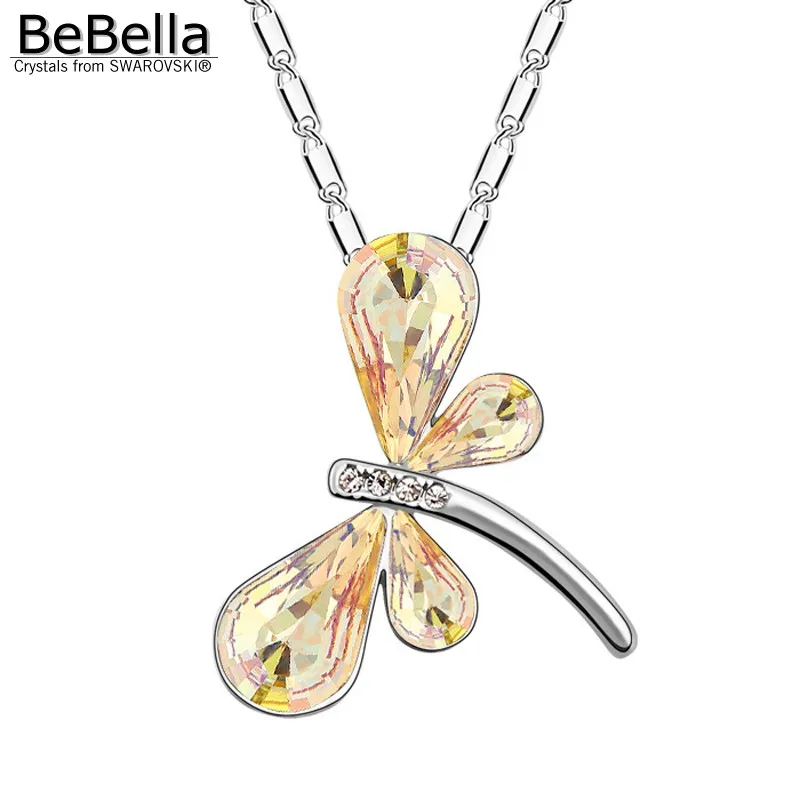Женское Ожерелье BeBella с кулоном в виде стрекозы сделанное из австрийских