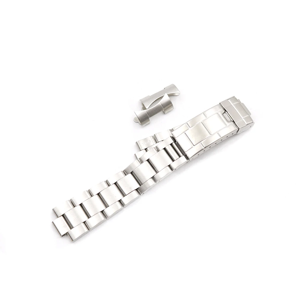 Rolamy 20mm Stainless Steel Links Hollow Curved End Deployment Glide Lock Clasp Brushed Bracelet for VINTAGE Oyster 70216 455B