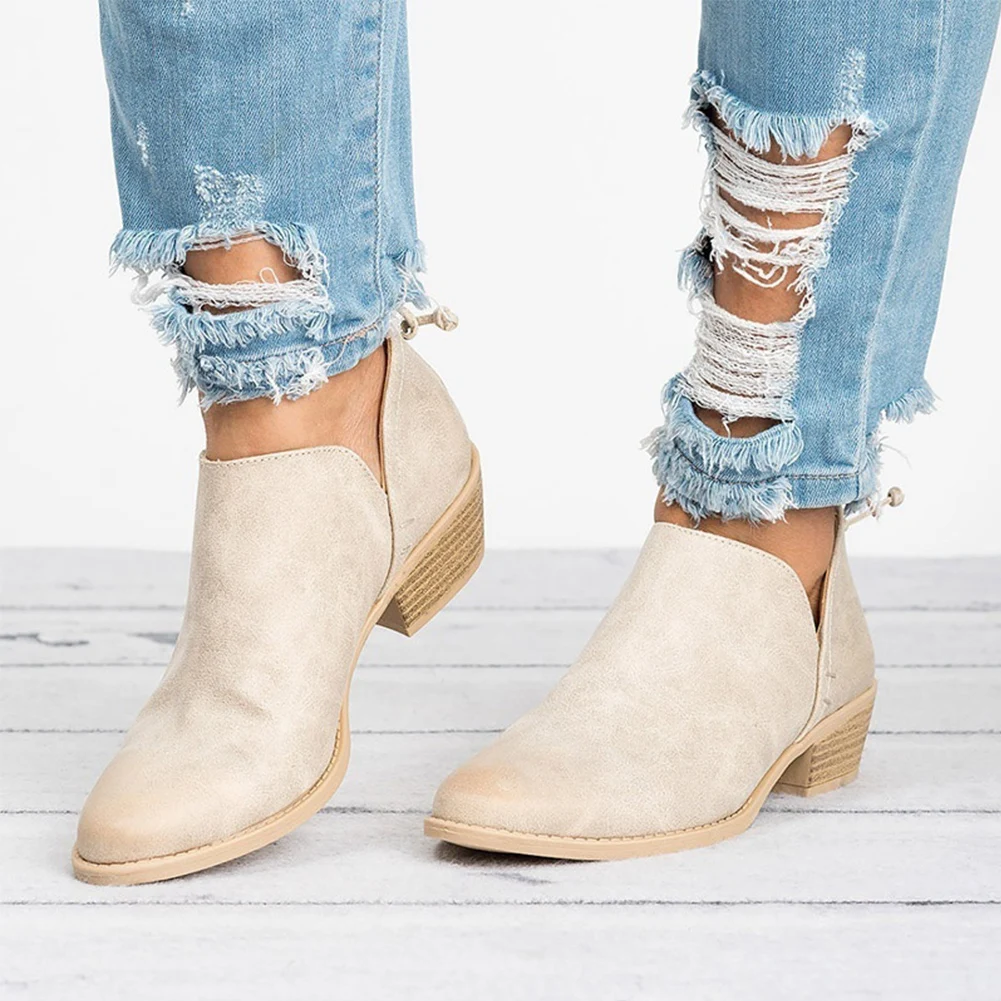 Women Boots Thick Heel Butterfly-knot Winter Autumn Pointed Toe High Heels Slip-on | Обувь