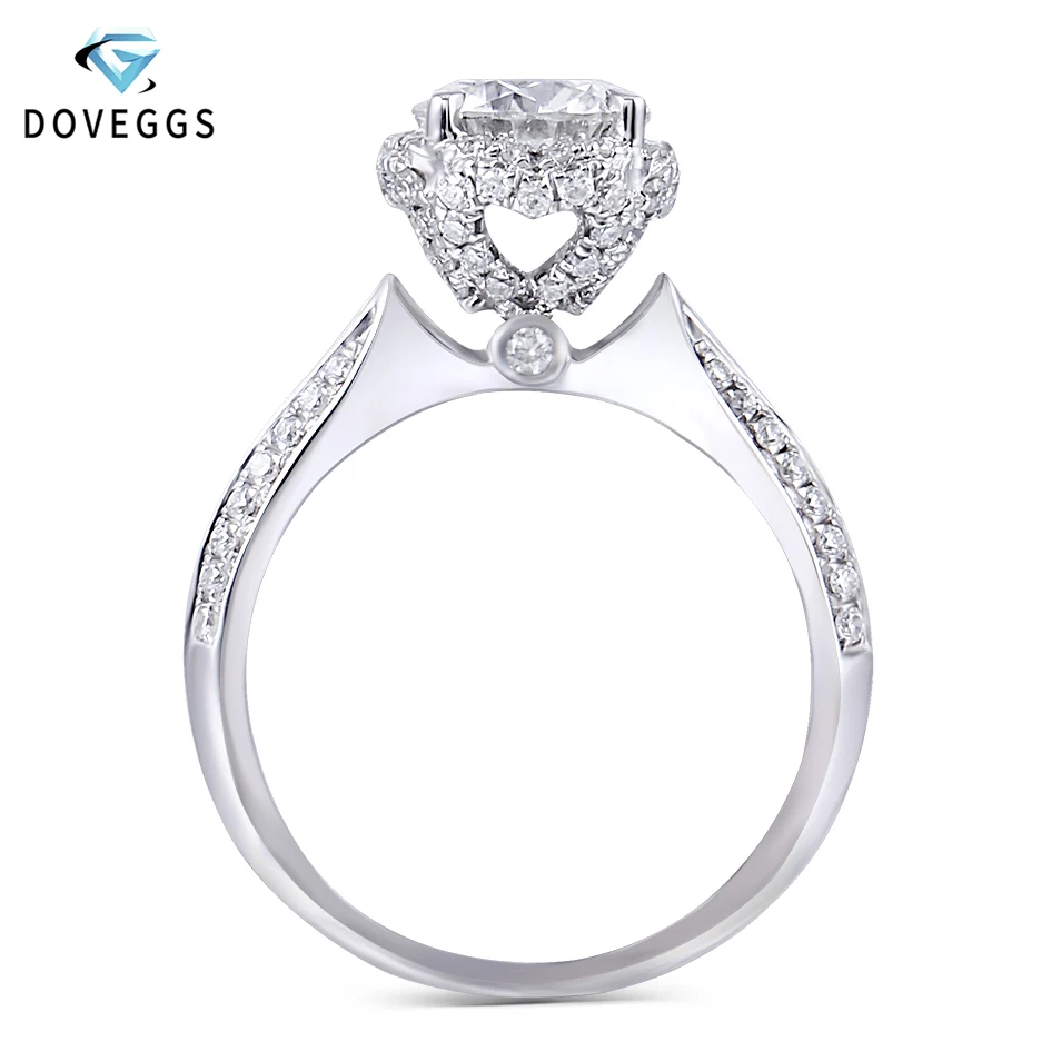 Кольцо обручальное DovEggs из белого золота 585 к с муассанитом 1 карат 6 5 мм|Кольца| |