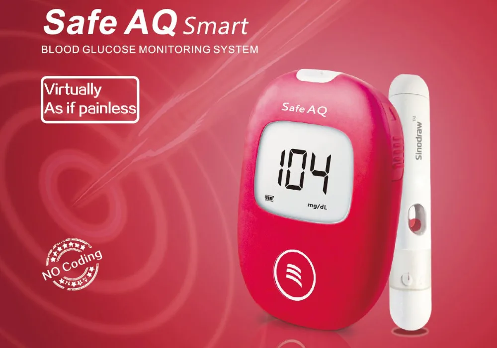 SINOCARE Safe AQ умный глюкометр с тестовыми полосками Lancets 5S простой тест точный для диабета