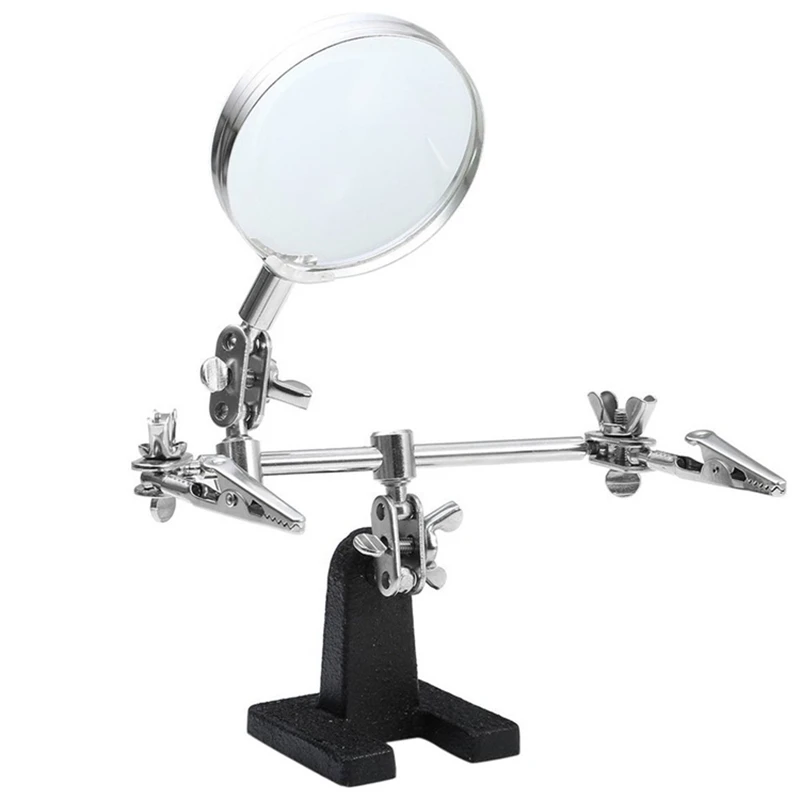 Помощь ручной лупы металлическое основание Стекло линзы 2 зажимы &quotкрокодил&quot