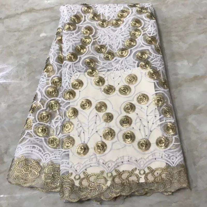 Модная французская кружевная ткань с бисером и камнями вышитый тюль в