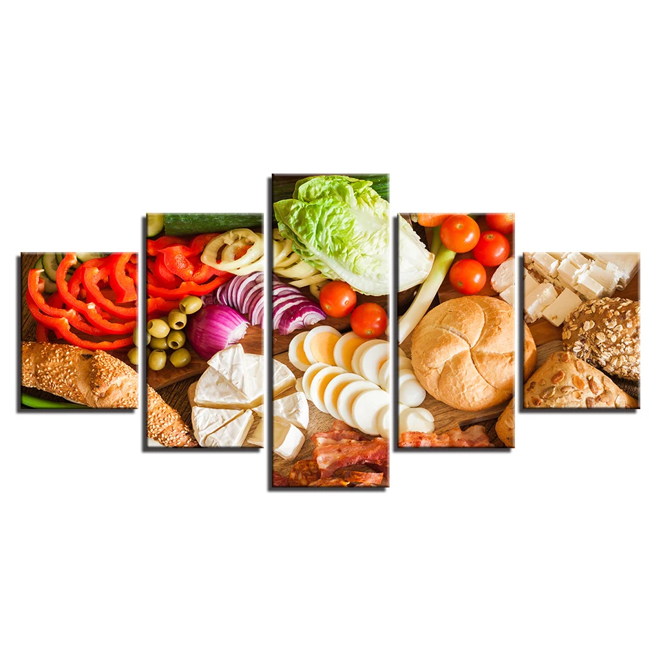 HD печать плаката домашний декор холст фотообои 5 штук фрукты продукты картины для
