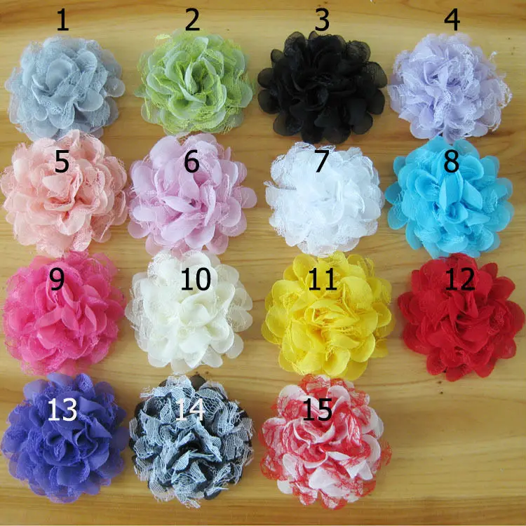 

60 pcs/lot , Low Price double layers net fabric flowers for DIY hair accessories 15 colors