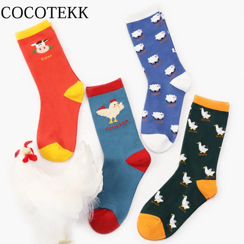 COCOTEKK новые милые жаккардовые носки с рисунками животных женские хлопковые