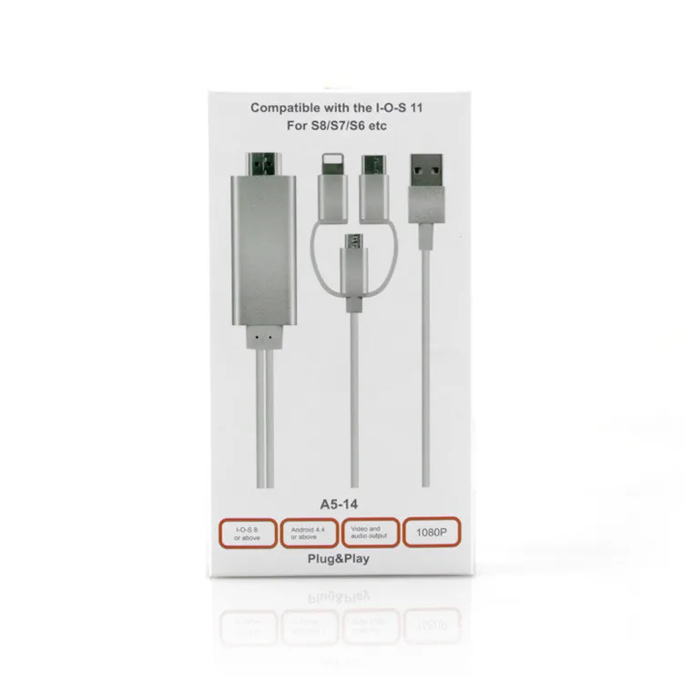 Новый 3 в 1 2 м HDMI кабель HDTV адаптер AV для Micro USB/Type C к 1080P Iphone Android phone | Электроника