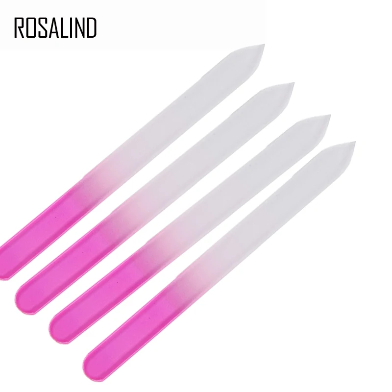 ROSALIND 4 шт./лот пилочки для ногтей Прочный Кристалл Стекло Файл буфера Маникюрный Инструмент для украшения ногтей для нейл-арта